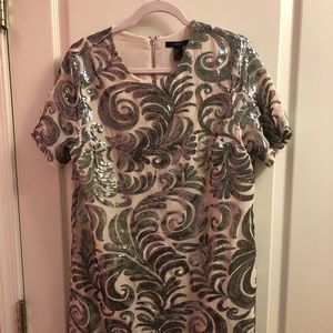 Shift short sleeve sequin dress